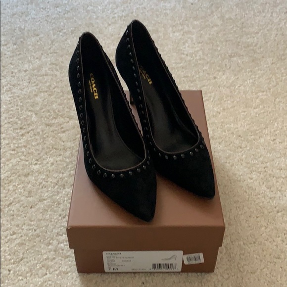 COACH Smith Rivets Suede Pumps - Picture 1 of 5